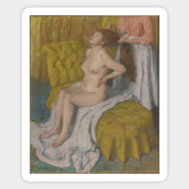 Woman Having Her Hair Combed Sticker by EdgarDegas